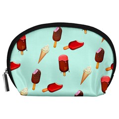 Ice Cream Pattern, Light Blue Background Accessory Pouch (large) by Casemiro