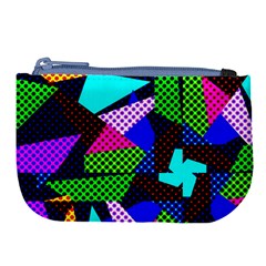 Trippy Blocks, Dotted Geometric Pattern Large Coin Purse by Casemiro