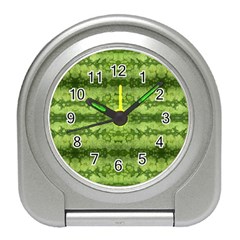 Watermelon Pattern, Fruit Skin In Green Colors Travel Alarm Clock by Casemiro