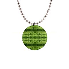 Watermelon Pattern, Fruit Skin In Green Colors 1  Button Necklace by Casemiro