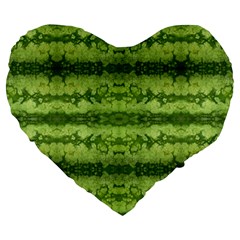 Watermelon Pattern, Fruit Skin In Green Colors Large 19  Premium Heart Shape Cushions by Casemiro