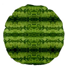 Watermelon Pattern, Fruit Skin In Green Colors Large 18  Premium Flano Round Cushions by Casemiro