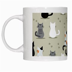 Cute Cat Seamless Pattern White Mugs