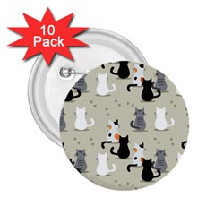 Cute Cat Seamless Pattern 2 25  Buttons (10 Pack) 