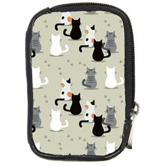 Cute Cat Seamless Pattern Compact Camera Leather Case