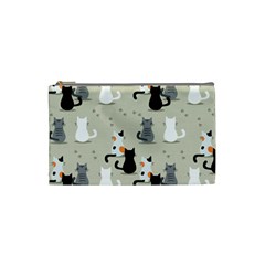 Cute Cat Seamless Pattern Cosmetic Bag (small) by Vaneshart