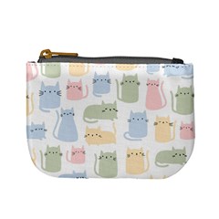 Cute Cat Colorful Cartoon Doodle Seamless Pattern Mini Coin Purse