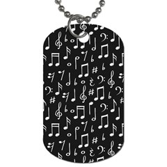 Chalk Music Notes Signs Seamless Pattern Dog Tag (one Side) by Vaneshart