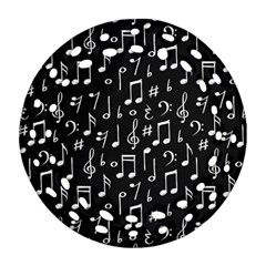 Chalk Music Notes Signs Seamless Pattern Round Filigree Ornament (two Sides)