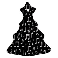 Chalk Music Notes Signs Seamless Pattern Christmas Tree Ornament (two Sides)