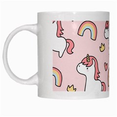 Cute Unicorn Rainbow Seamless Pattern Background White Mugs