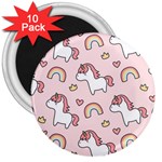 Cute unicorn rainbow seamless pattern background 3  Magnets (10 pack)  Front