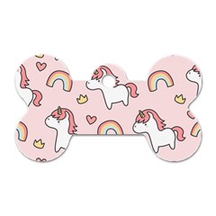Cute Unicorn Rainbow Seamless Pattern Background Dog Tag Bone (one Side) by Vaneshart