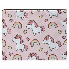Cute Unicorn Rainbow Seamless Pattern Background Cosmetic Bag (xxxl)