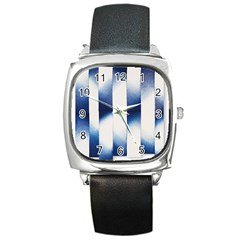 Blue Strips Square Metal Watch