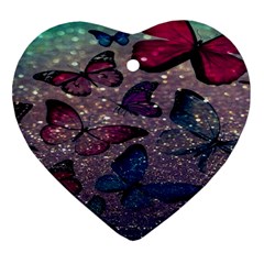 Glitter Butterfly Heart Ornament (two Sides) by Sparkle