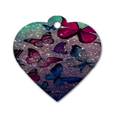 Glitter Butterfly Dog Tag Heart (one Side) by Sparkle