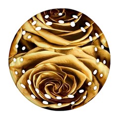 Gold Roses Round Filigree Ornament (two Sides) by Sparkle