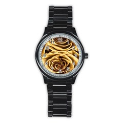 Gold Roses Stainless Steel Round Watch by Sparkle