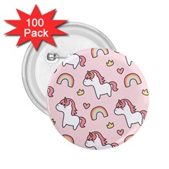 Cute-unicorn-rainbow-seamless-pattern-background 2 25  Buttons (100 Pack)  by Vaneshart