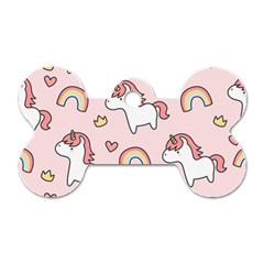 Cute-unicorn-rainbow-seamless-pattern-background Dog Tag Bone (one Side) by Vaneshart