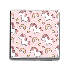 Cute-unicorn-rainbow-seamless-pattern-background Memory Card Reader (square 5 Slot)