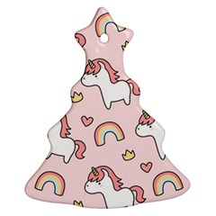 Cute-unicorn-rainbow-seamless-pattern-background Christmas Tree Ornament (two Sides)