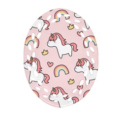 Cute-unicorn-rainbow-seamless-pattern-background Ornament (oval Filigree) by Vaneshart