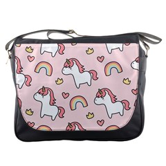 Cute-unicorn-rainbow-seamless-pattern-background Messenger Bag