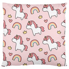 Cute-unicorn-rainbow-seamless-pattern-background Large Flano Cushion Case (two Sides)