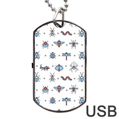 Insects-icons-square-seamless-pattern Dog Tag Usb Flash (two Sides)
