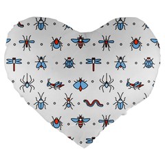 Insects-icons-square-seamless-pattern Large 19  Premium Flano Heart Shape Cushions by Vaneshart