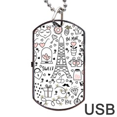 Big-collection-with-hand-drawn-objects-valentines-day Dog Tag Usb Flash (one Side)