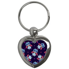 Owl-pattern-background Key Chain (heart) by Vaneshart