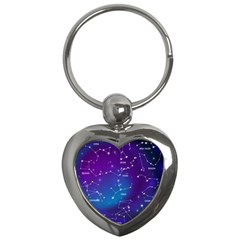 Realistic-night-sky-poster-with-constellations Key Chain (heart) by Vaneshart