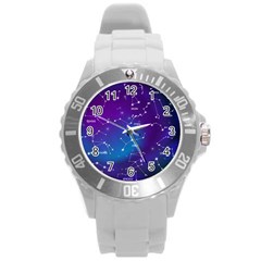 Realistic-night-sky-poster-with-constellations Round Plastic Sport Watch (l)