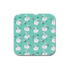 Elegant-swan-seamless-pattern Rubber Square Coaster (4 Pack)  by Vaneshart