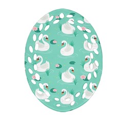 Elegant-swan-seamless-pattern Ornament (oval Filigree)