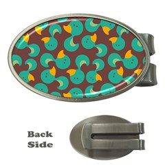 Vector-illustration-seamless-pattern-with-cartoon-duck Money Clips (oval) 