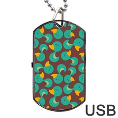 Vector-illustration-seamless-pattern-with-cartoon-duck Dog Tag Usb Flash (two Sides)