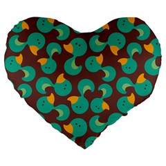 Vector-illustration-seamless-pattern-with-cartoon-duck Large 19  Premium Heart Shape Cushions