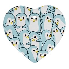 Penguins Pattern Ornament (heart) by Vaneshart