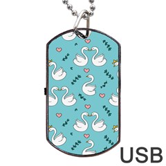 Elegant-swan-pattern-design Dog Tag Usb Flash (two Sides)