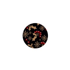 Christmas Pattern With Snowflakes Berries 1  Mini Buttons