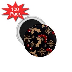 Christmas Pattern With Snowflakes Berries 1 75  Magnets (100 Pack) 