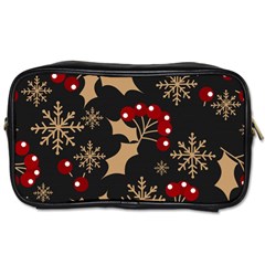Christmas Pattern With Snowflakes Berries Toiletries Bag (two Sides)
