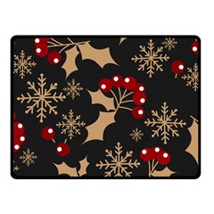 Christmas Pattern With Snowflakes Berries Fleece Blanket (small)