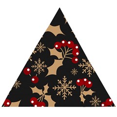 Christmas Pattern With Snowflakes Berries Wooden Puzzle Triangle by Vaneshart