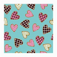Seamless Pattern With Heart Shaped Cookies With Sugar Icing Medium Glasses Cloth (2 Sides) by Vaneshart