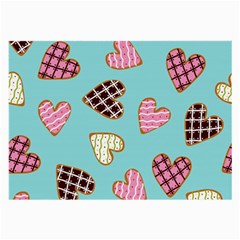 Seamless Pattern With Heart Shaped Cookies With Sugar Icing Large Glasses Cloth (2 Sides) by Vaneshart